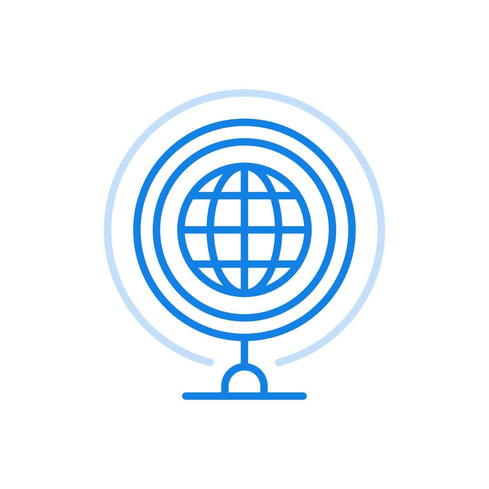 wereldbol symbool lijn icoon. globaal reizen en aardrijkskunde symbool. vector