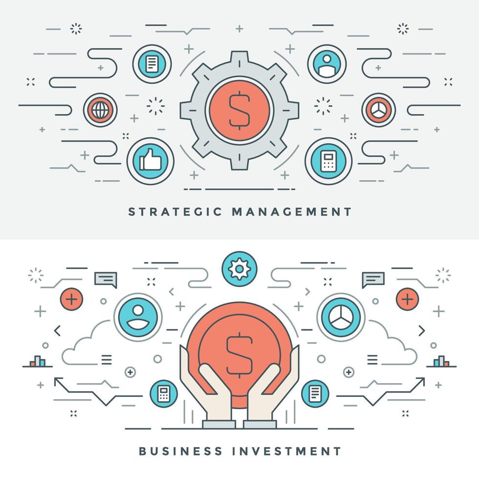 vlak lijn bedrijf investering en beheer. illustratie. vector