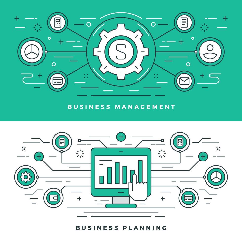 vlak lijn bedrijf beheer en planning concept illustratie. vector