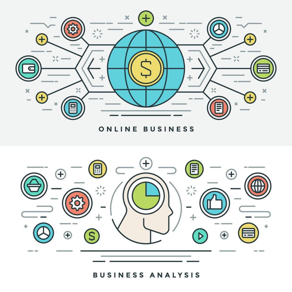 vlak lijn online bedrijf analyse concept illustratie vector