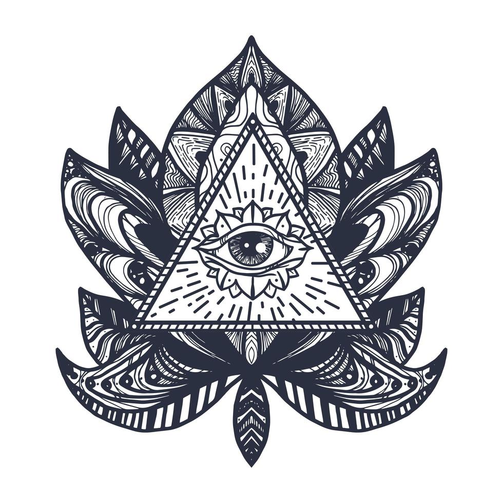 oog op lotus tattoo vector