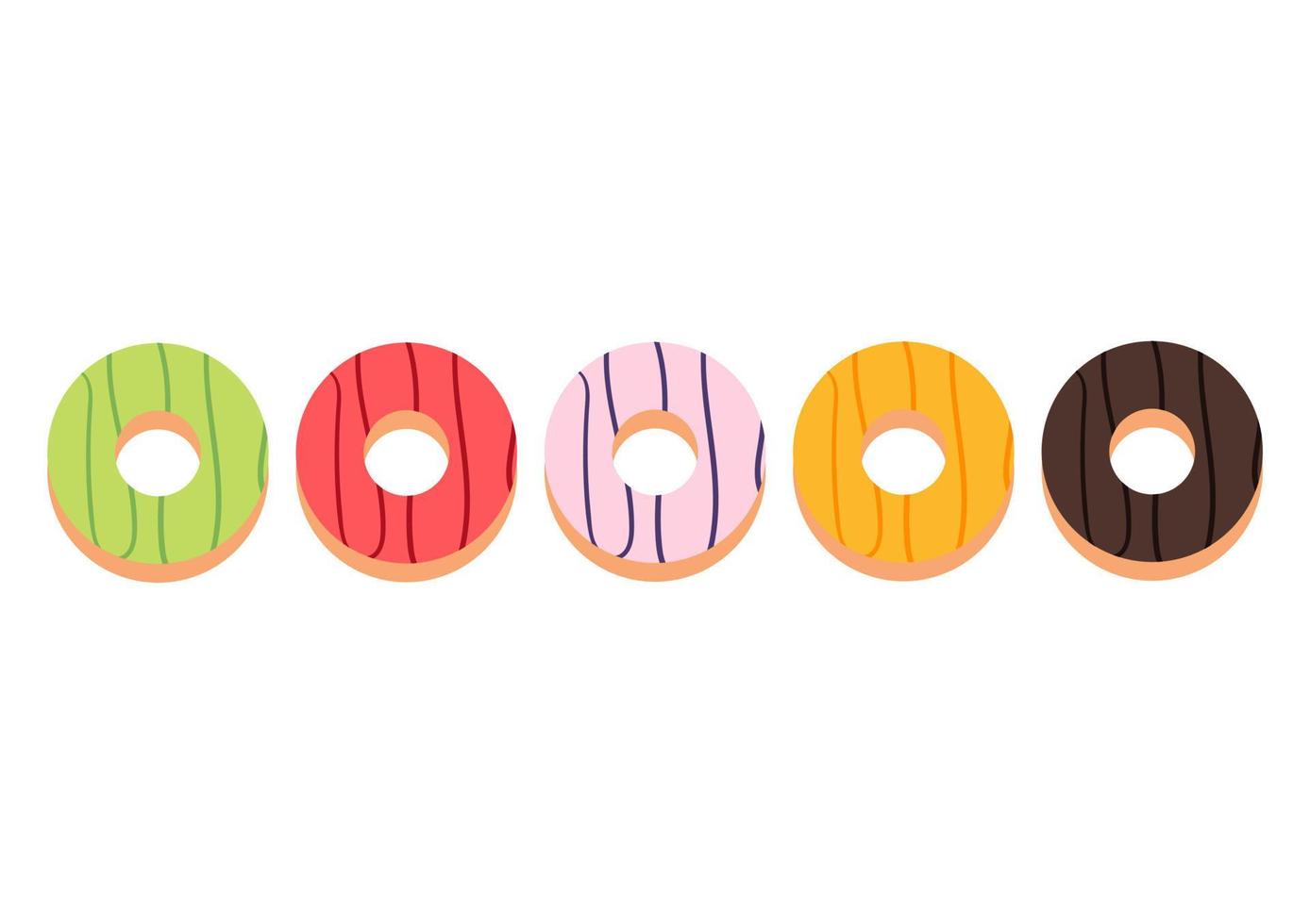 een verzameling kleurrijke donutillustraties vector