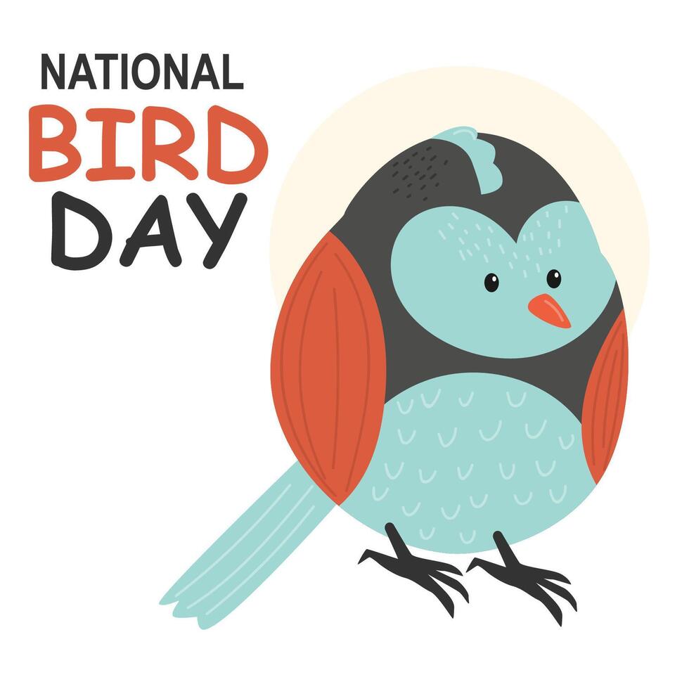 een schattig vogel Aan een wit achtergrond. nationaal vogel dag. vlak. hand- tekening stijl. vector