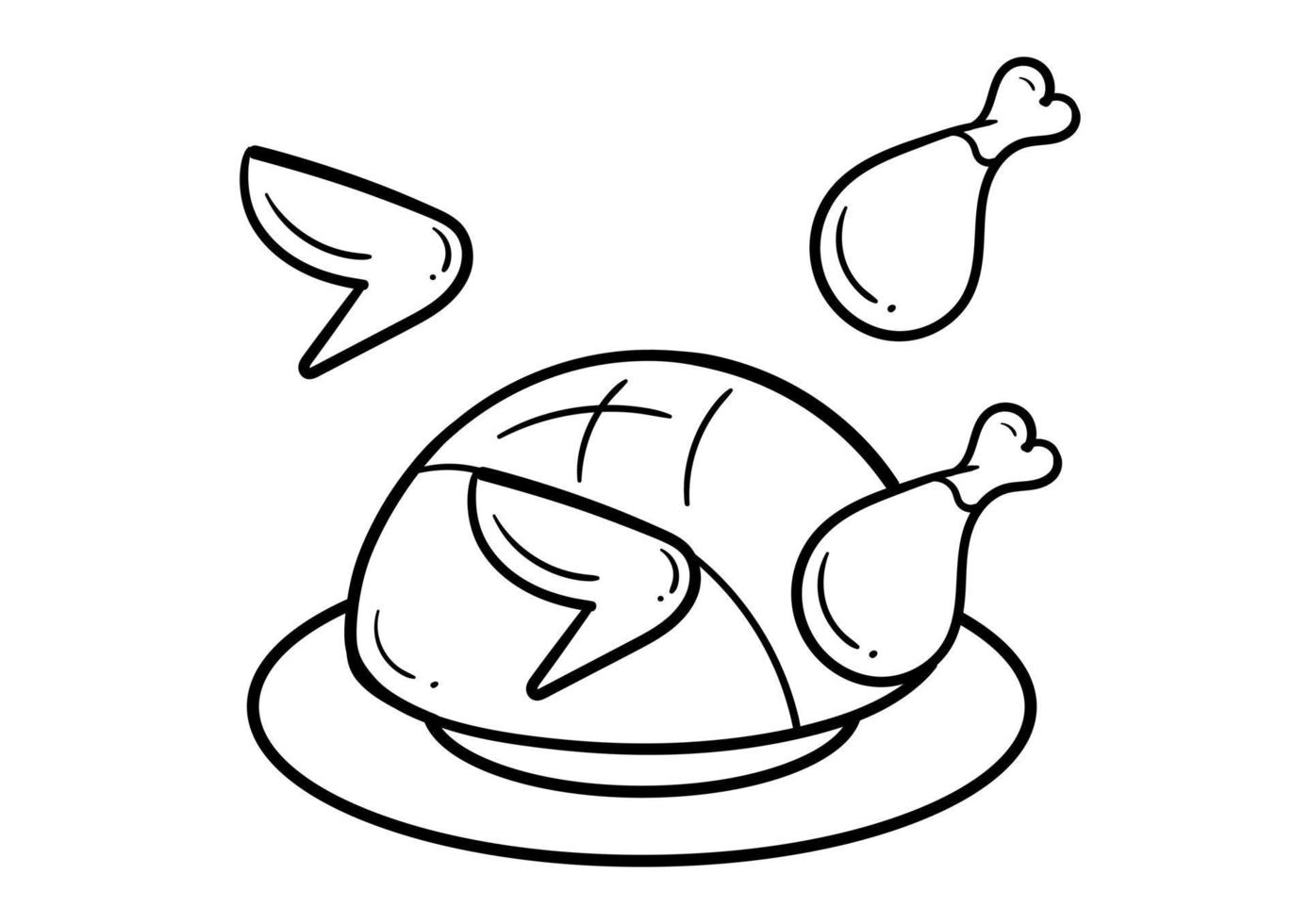 gebakken kip hand getekende illustratie vector