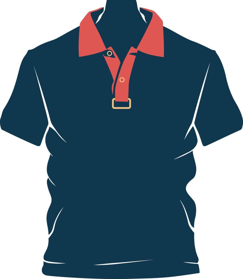 Mannen polo t-shirt met fooien detail. mode illustratie, ,vlak tekening. vector