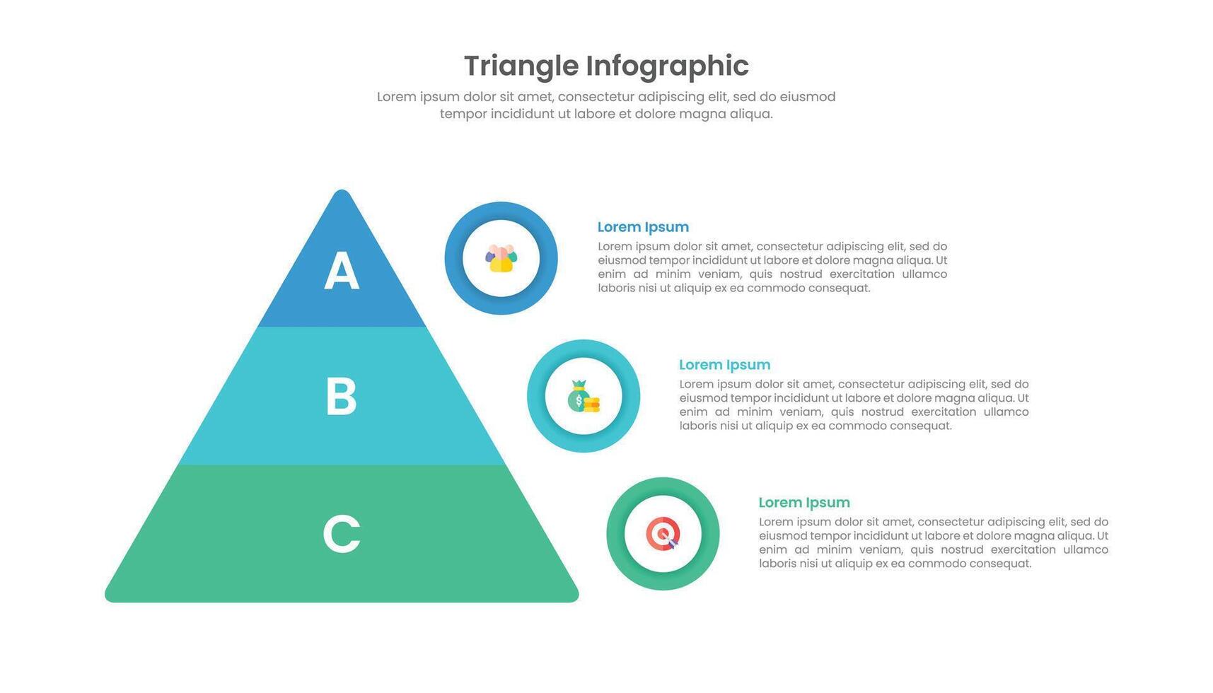 vlak driehoek infographic met 3 opties voor bedrijf presentatie. vector