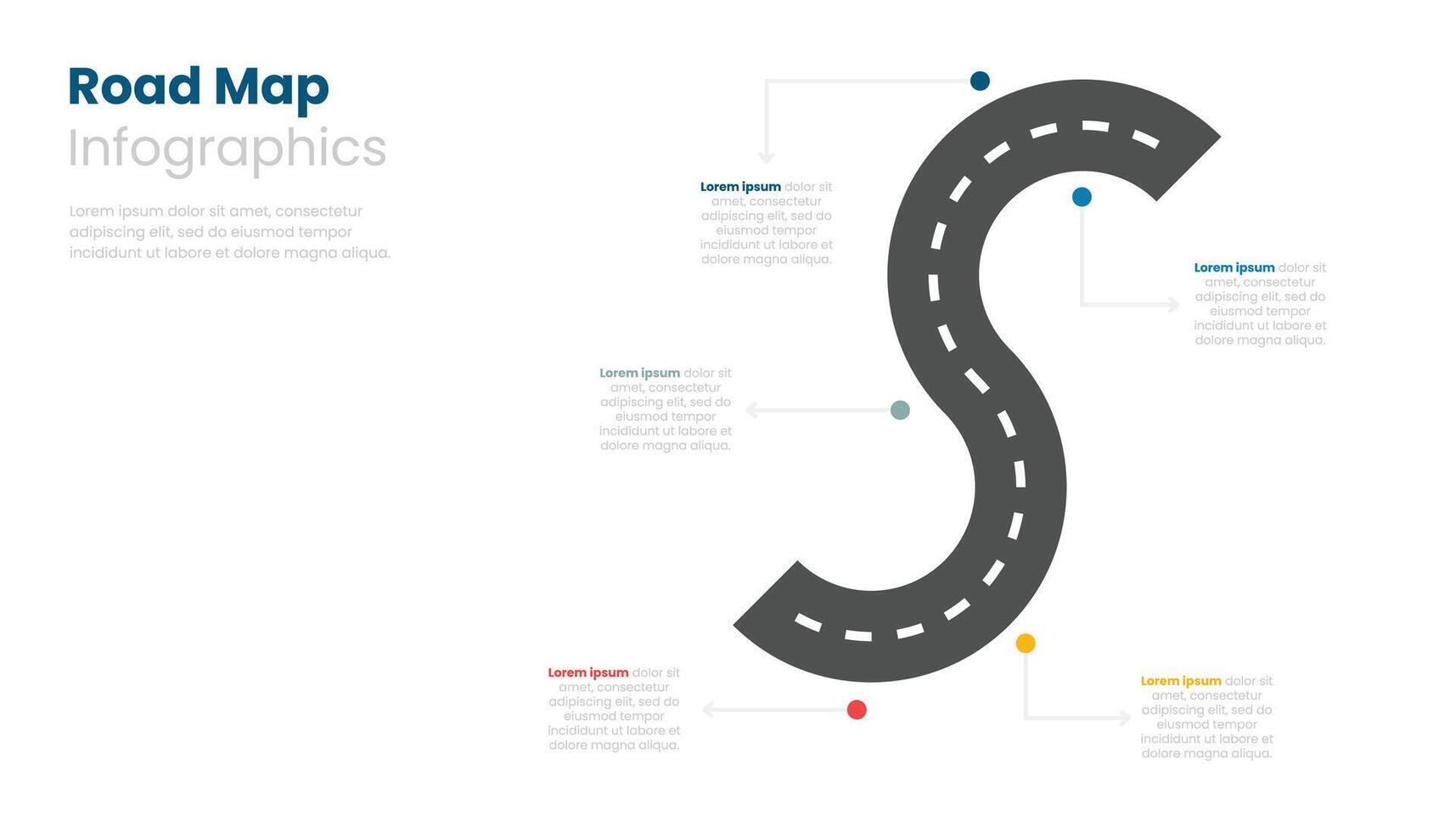 routekaart infographic sjabloon ontwerp met 5 stappen. vector