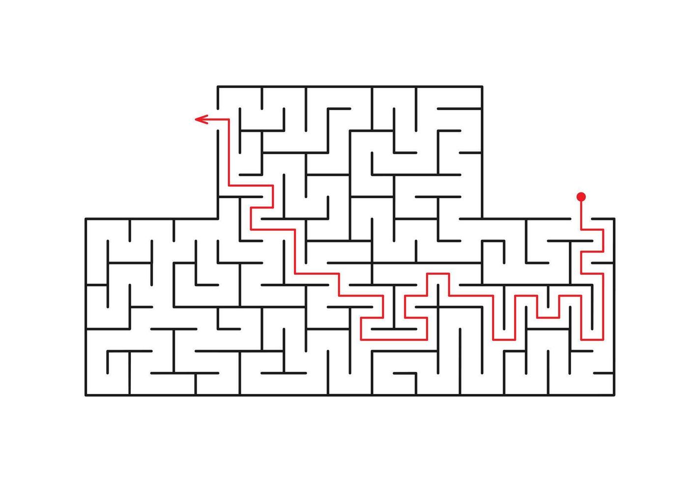 illustratie. puzzel spel. rechthoekig labyrint met Ingang en Uitgang vector