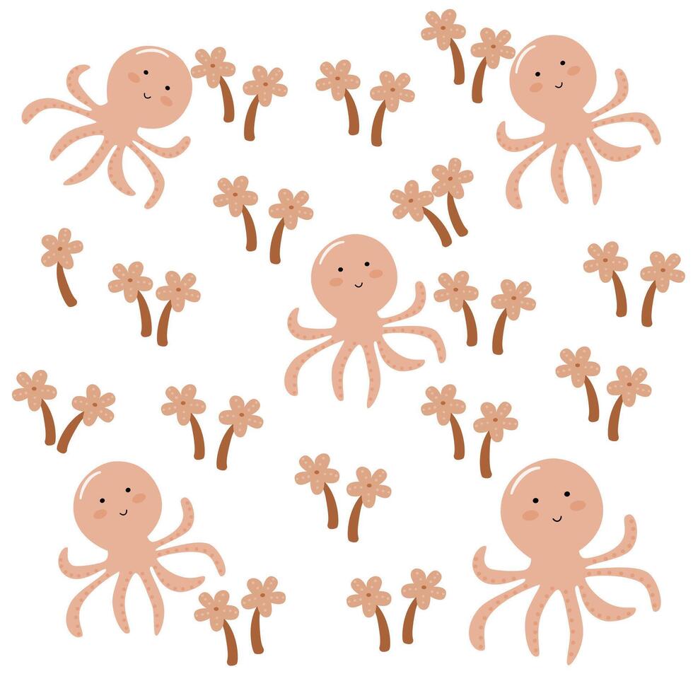 schattig onderwater- dier baby patroon. schattig pastel kleur van Octopus patroon voor kinderen. schattig karakters. onderwater- achtergrond vector