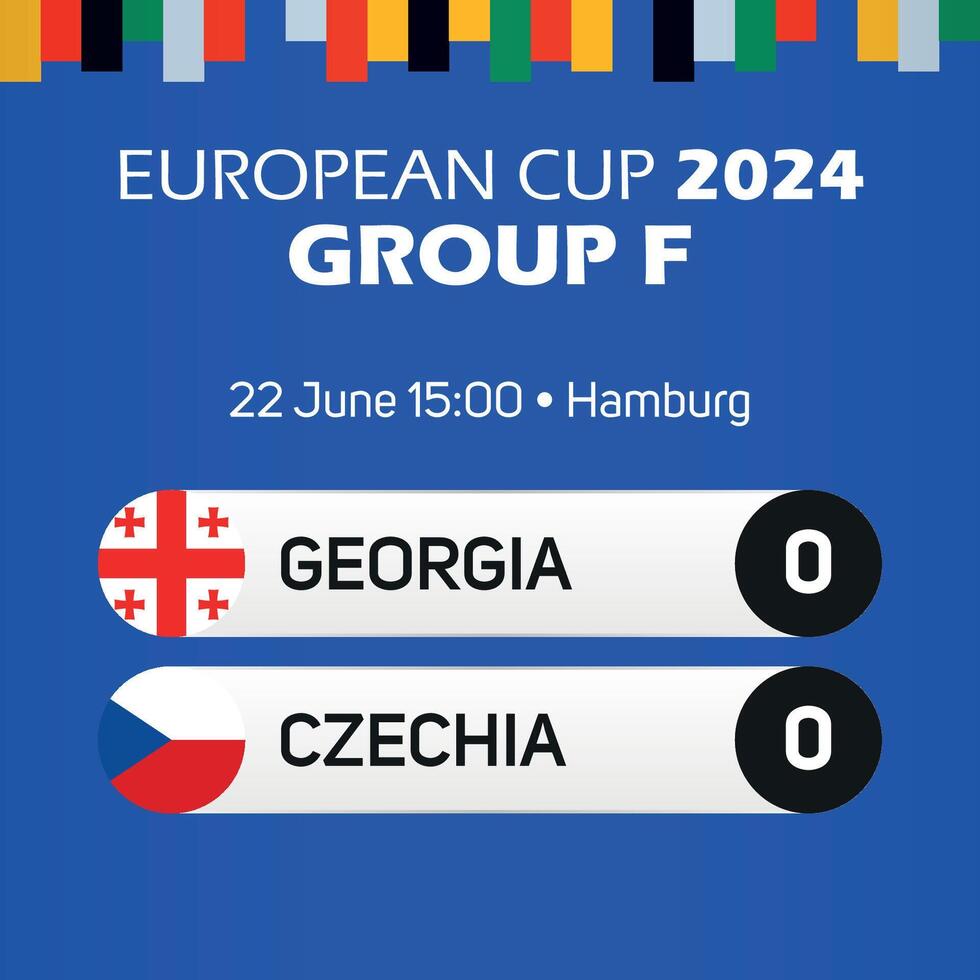 Georgië vs Tsjechië Europese Amerikaans voetbal kampioenschap groep f bij elkaar passen scorebord banier euro Duitsland 2024 vector