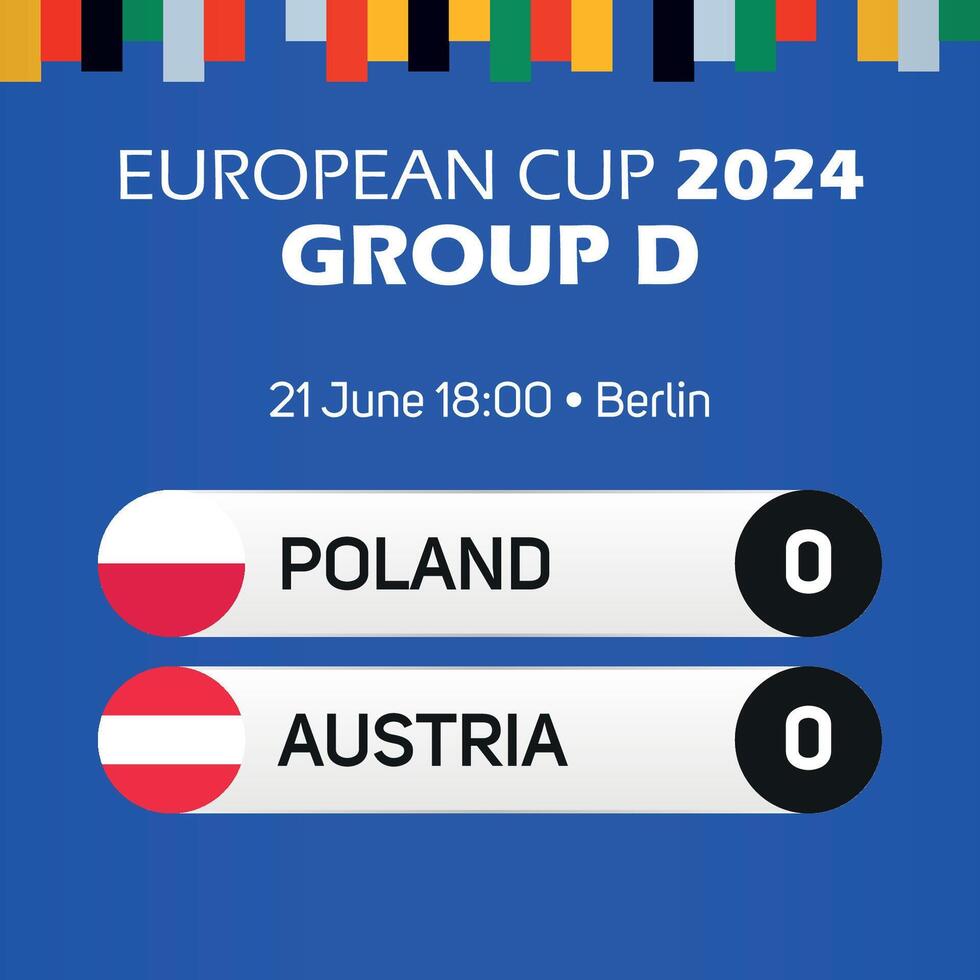 Polen vs Oostenrijk Europese Amerikaans voetbal kampioenschap groep d bij elkaar passen scorebord banier euro Duitsland 2024 vector