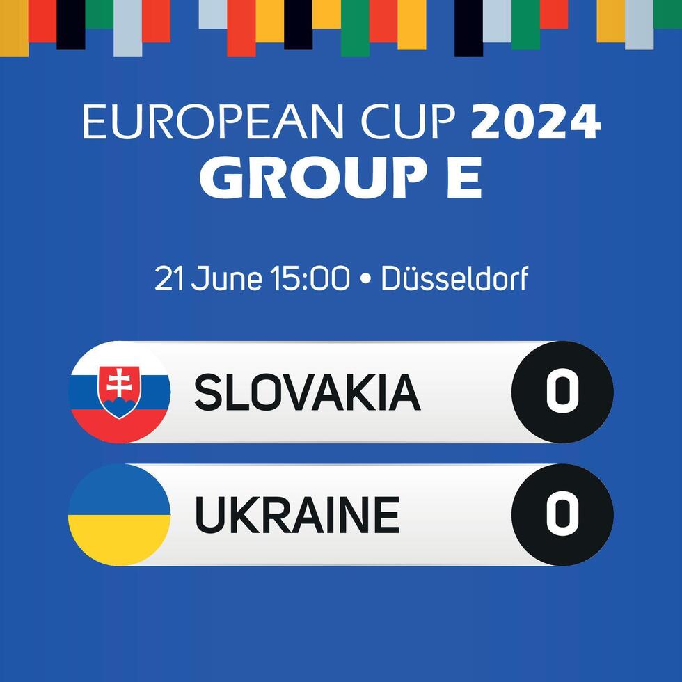 Slowakije vs Oekraïne Europese Amerikaans voetbal kampioenschap groep e bij elkaar passen scorebord banier euro Duitsland 2024 vector