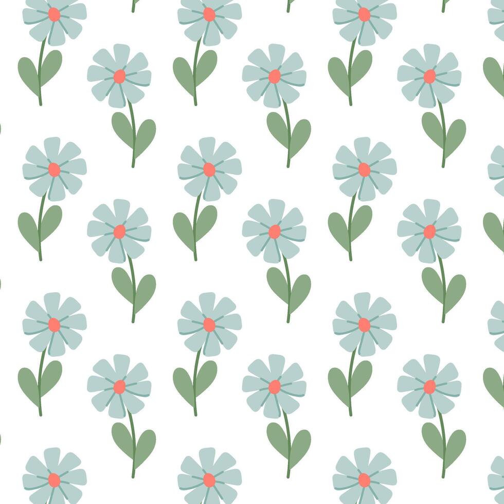 bloemen patroon. blauw wilde bloemen in vlak stijl. patroon voor textiel, omhulsel papier, achtergrond. vector