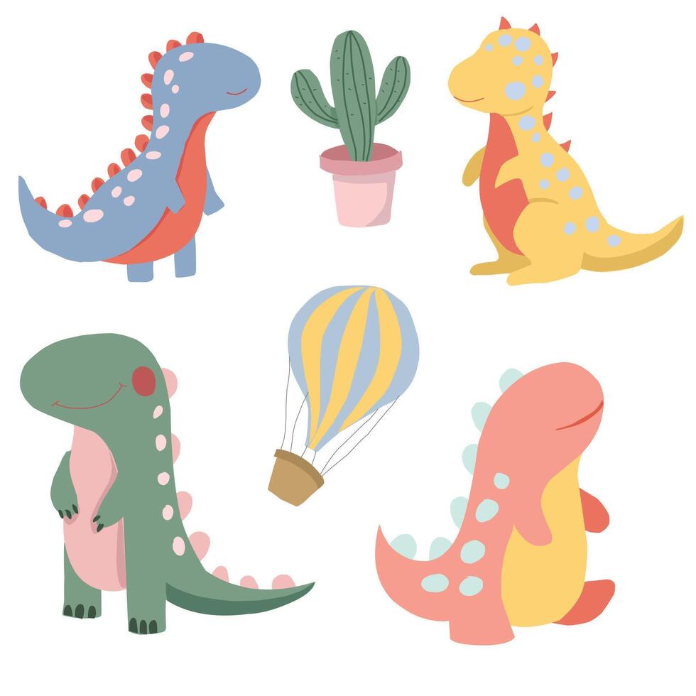 schattig kleurrijk dinosaurus vector