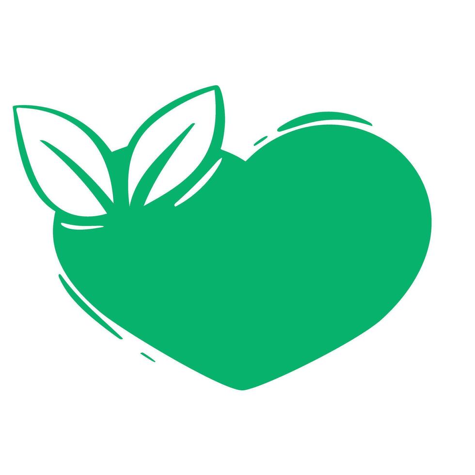 blanco eco sticker in hart vorm met blad geïsoleerd Aan wit achtergrond vector