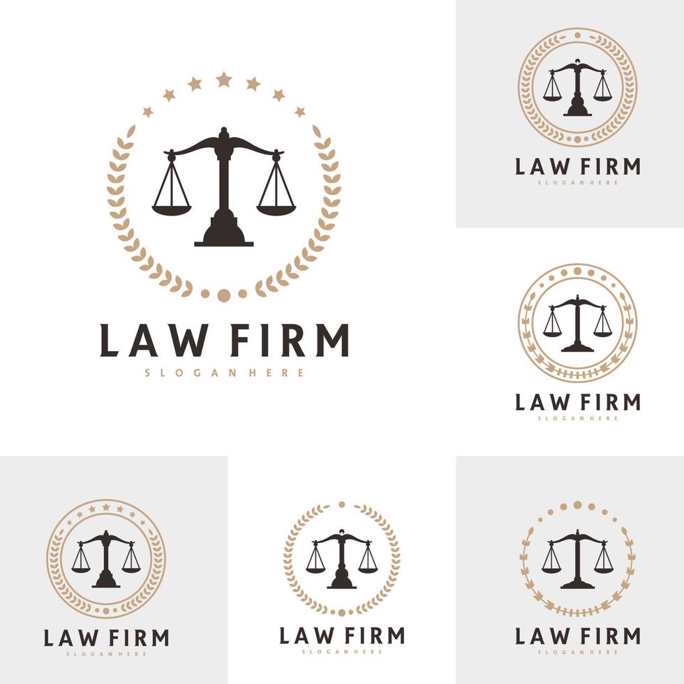 set van justitie logo vector sjabloon, creatieve advocatenkantoor logo ontwerpconcepten