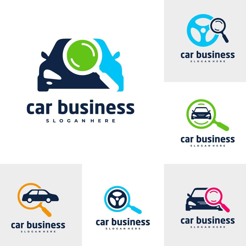 set van auto zoeken logo vector sjabloon, creatieve auto logo ontwerpconcepten