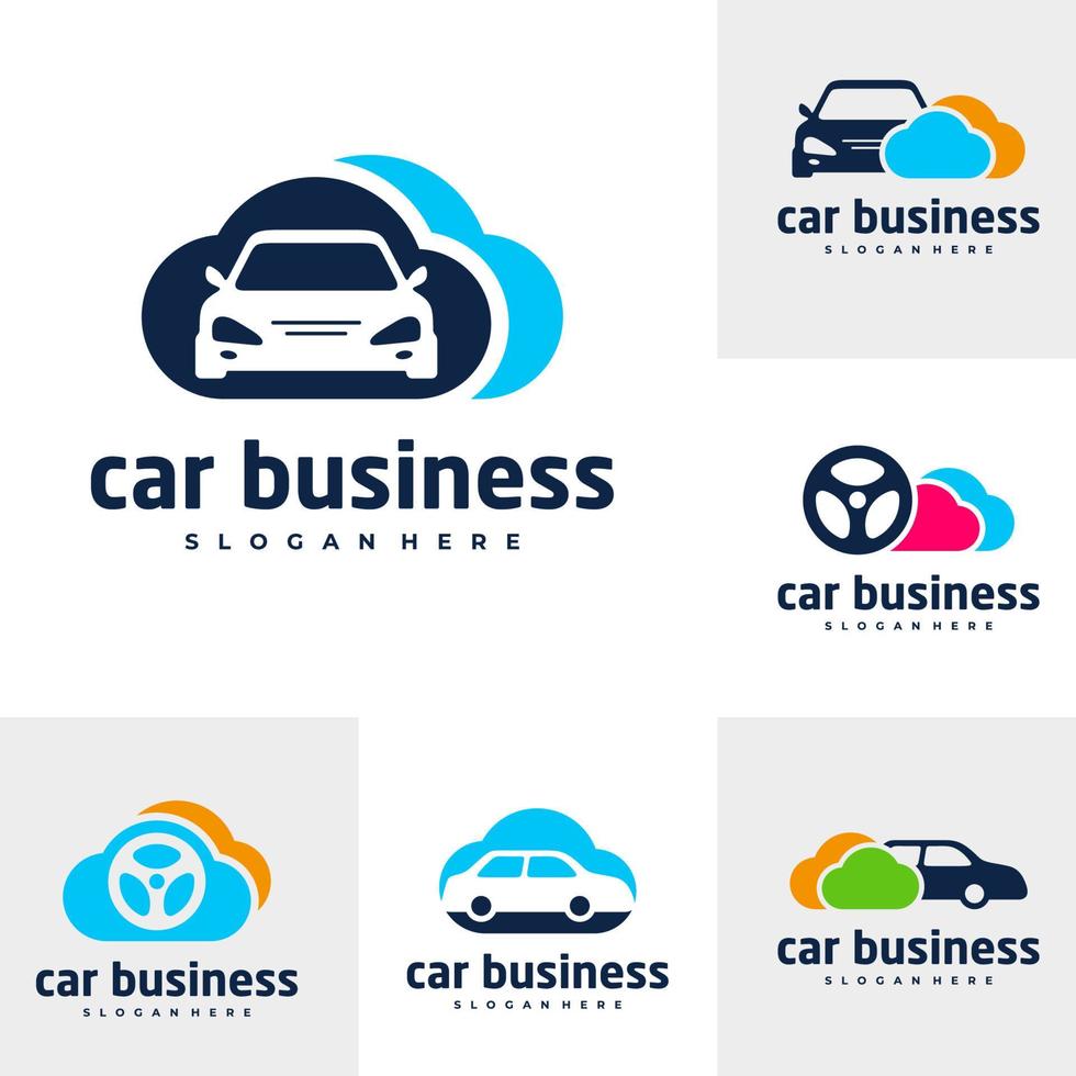 set van auto cloud logo vector sjabloon, creatieve auto logo ontwerpconcepten