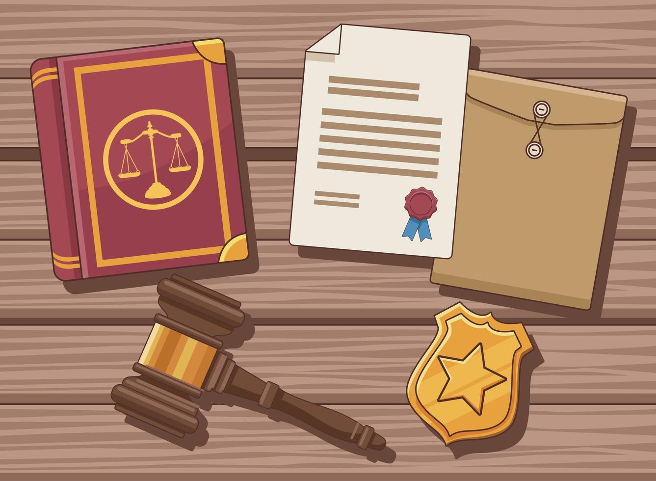 vijf pictogrammen voor justitiewetten vector