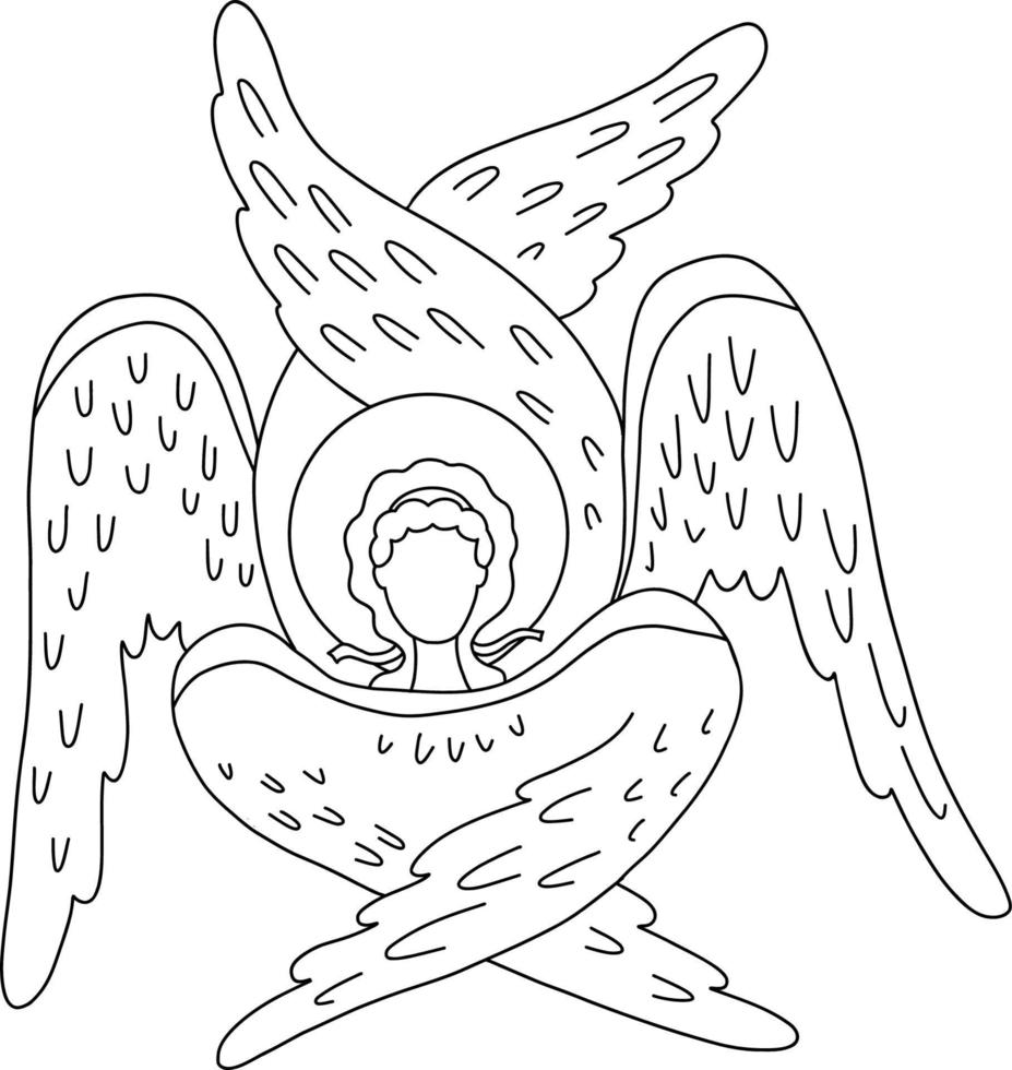 cherubijn. zes gevleugelde engel. religieus symbool. vector illustratie