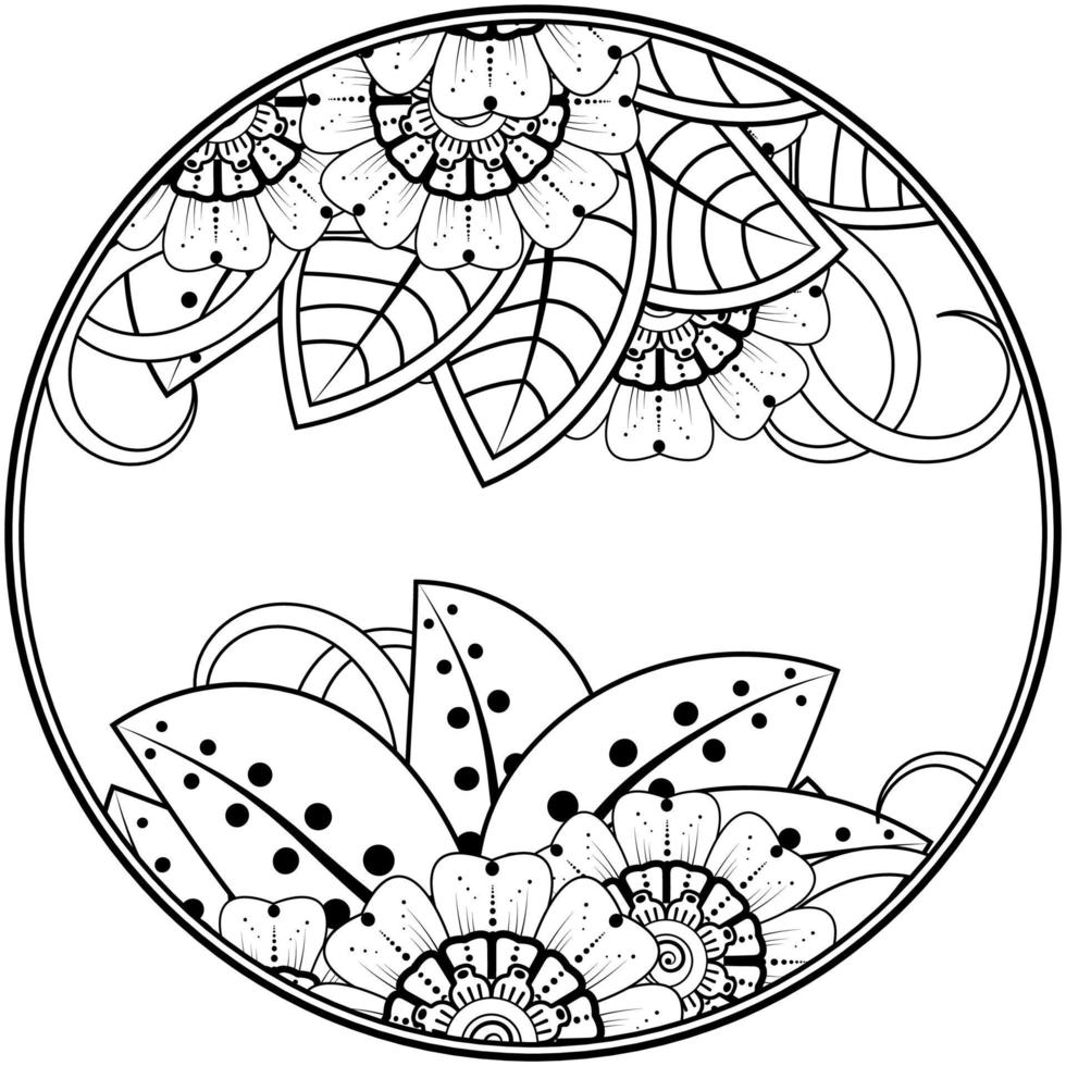 mehndi bloem voor henna, mehndi, tatoeage, decoratie. decoratief ornament in etnische oosterse stijl, doodle ornament, schets hand tekenen. kleurboek pagina. vector