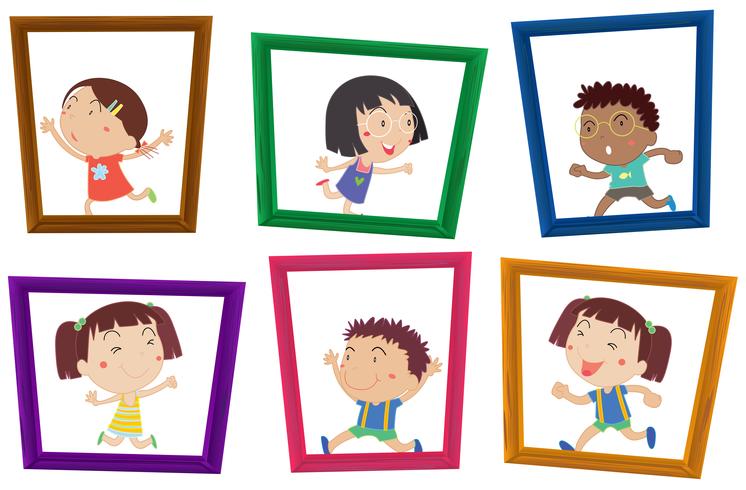 Kinderen en fotolijsten vector