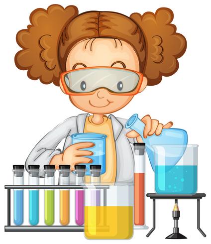 Een student in Science Lab-klasse vector