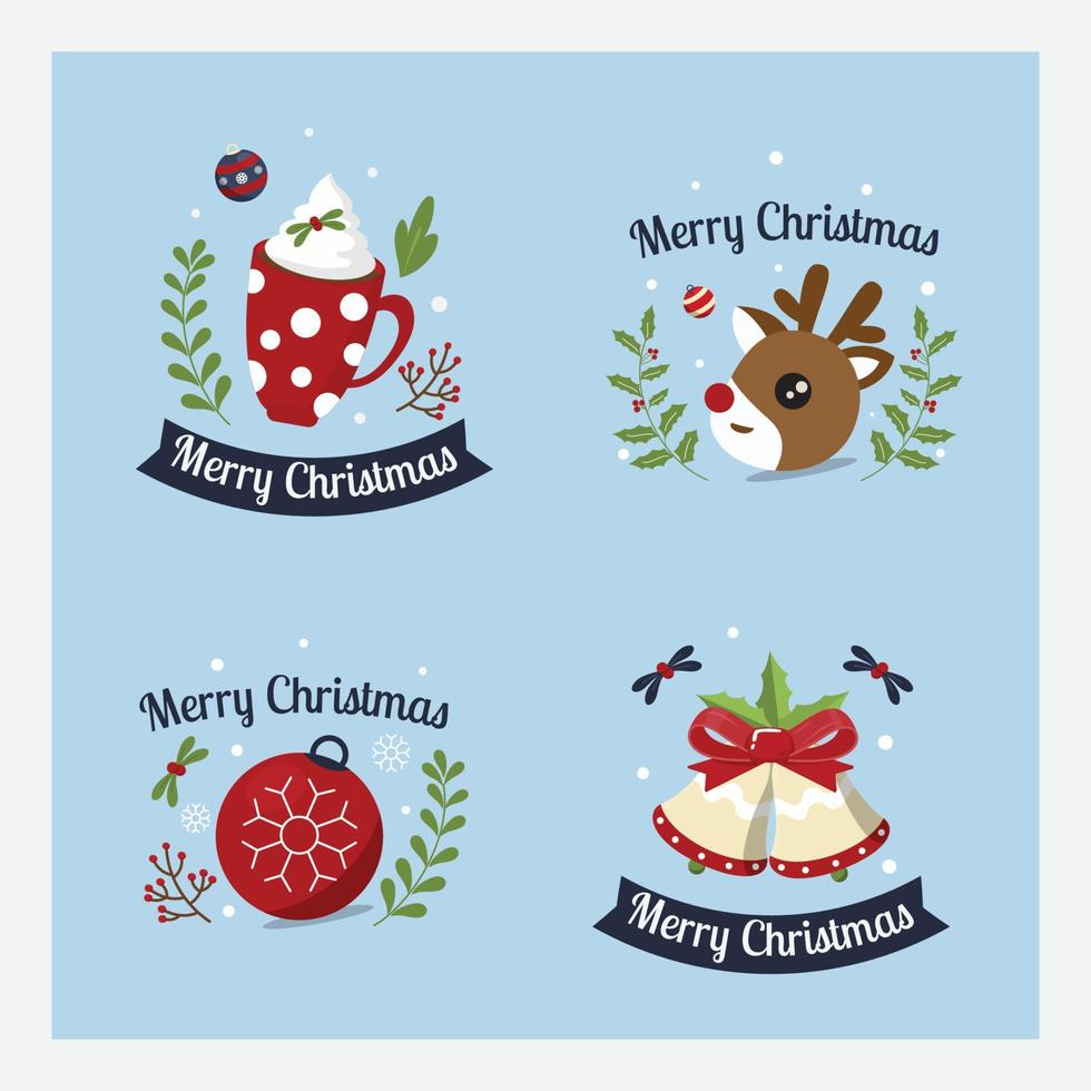 kerstbadge en label. vectorillustratie. plat ontwerp. vector