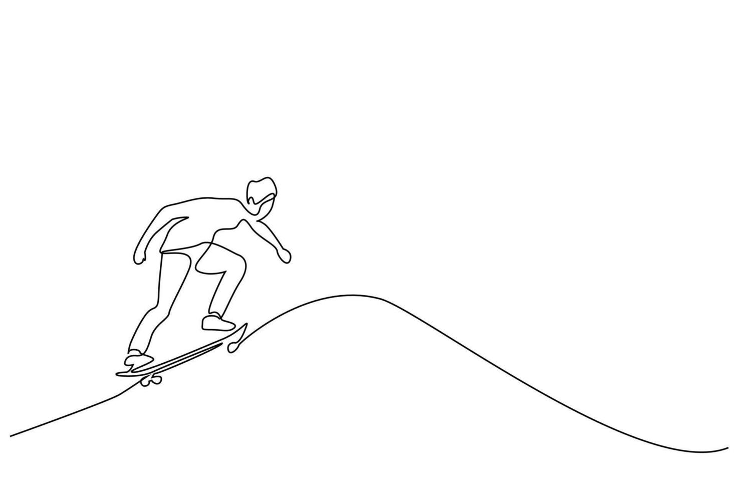 jong mannetje skateboard levensstijl buiten beoefenen beweging demonstratie een lijn kunst ontwerp vector