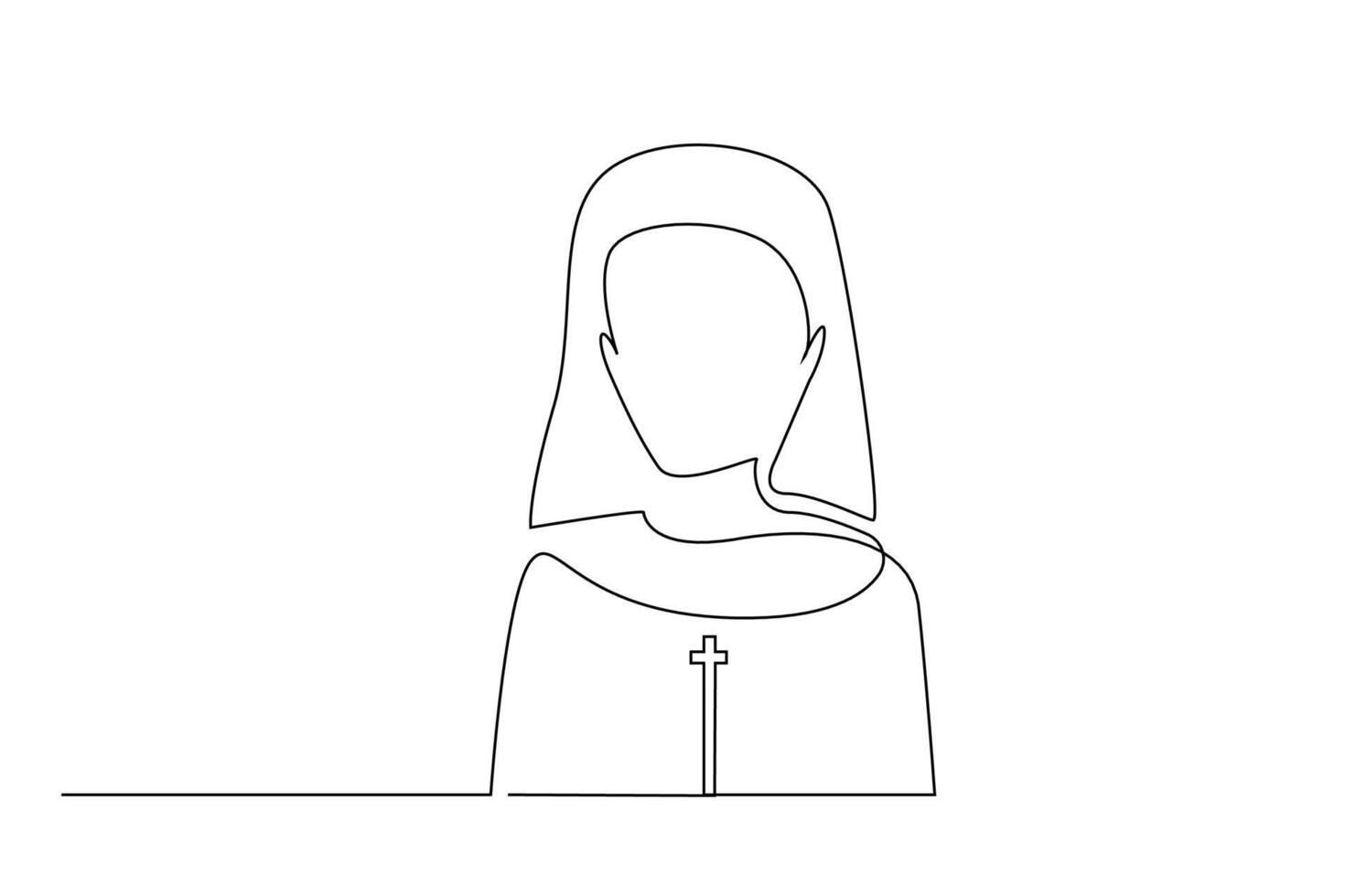 vrouw non christen kruis ketting avatar profiel een lijn kunst ontwerp vector