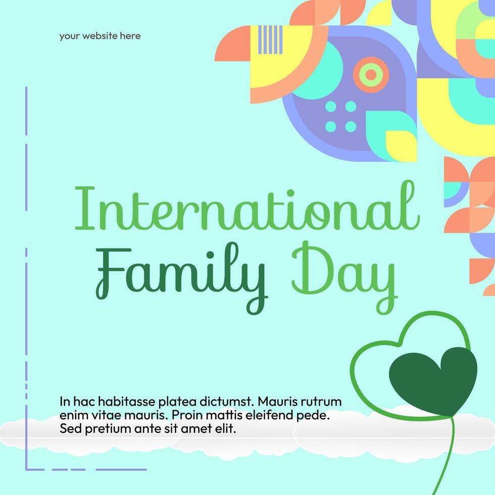 Internationale familie dag plein spandoek. modern meetkundig abstract achtergrond in kleurrijk stijl voor familie dag. gelukkig familie dag groet kaart Hoes met tekst. mei de liefde van de familie worden Super goed vector