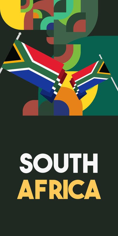 zuiden Afrika nationaal onafhankelijkheid dag staan spandoek. modern meetkundig abstract achtergrond in kleurrijk stijl voor zuiden Afrika dag. zuiden Afrikaanse onafhankelijkheid groet kaart Hoes met land vlag. vector