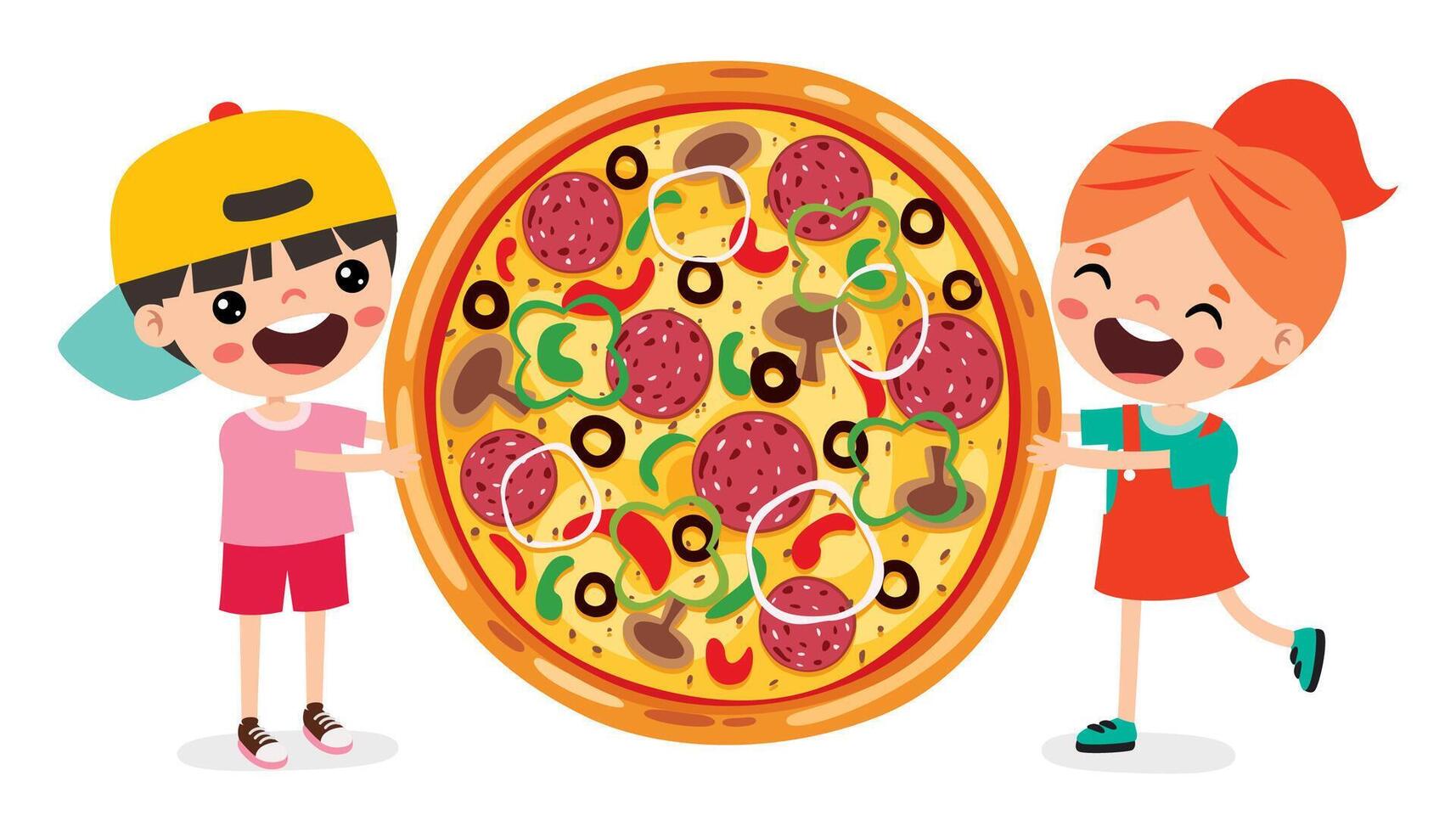 voedsel concept met tekenfilm kinderen vector