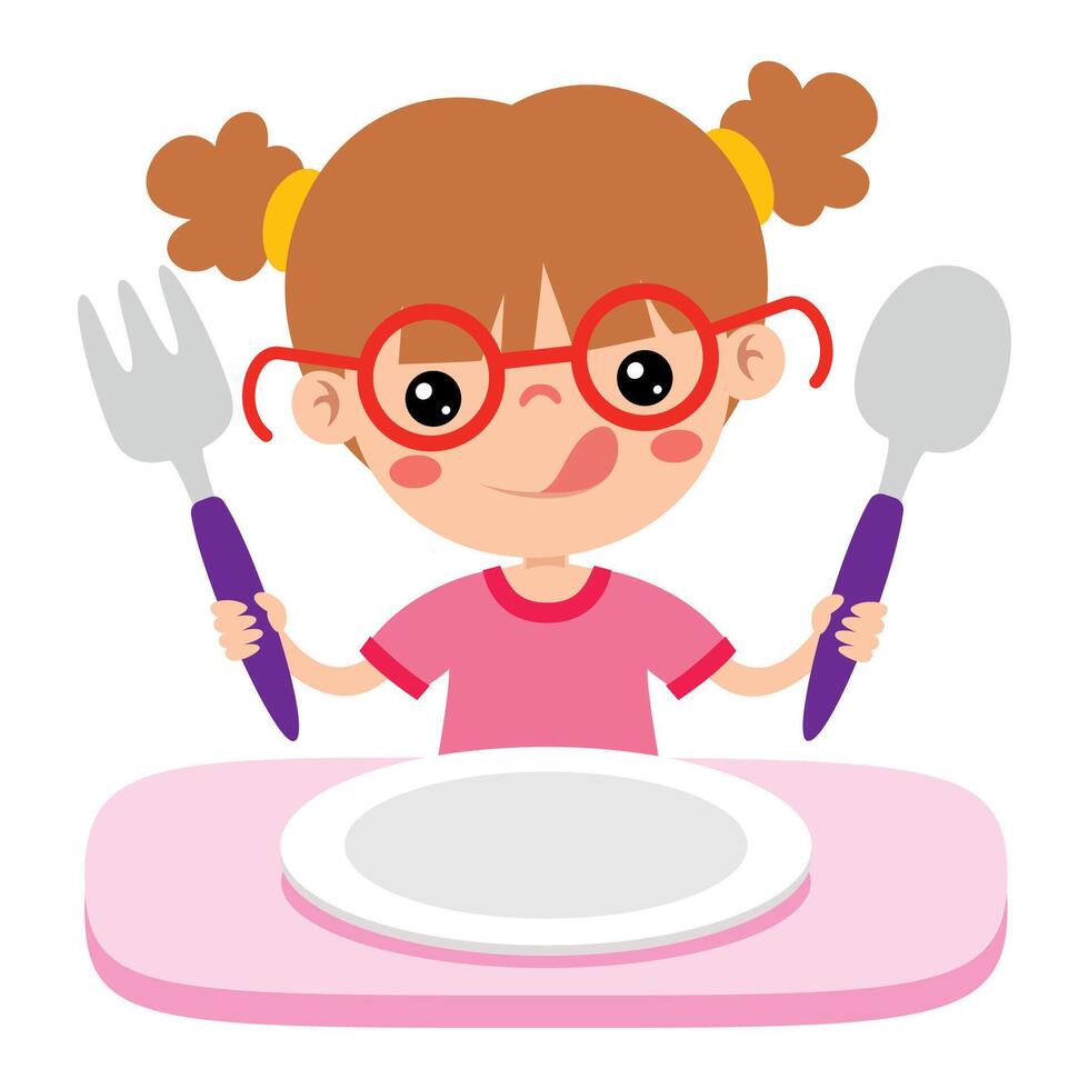 voedsel concept met tekenfilm kind vector