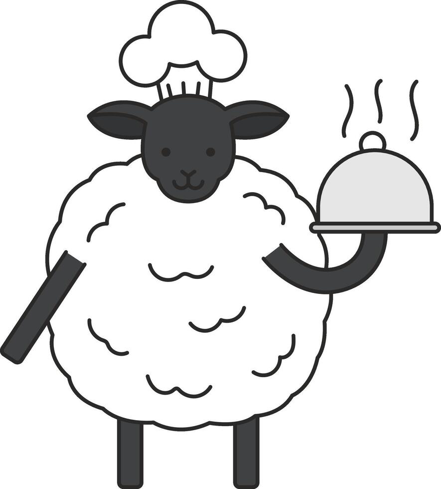 schapen chef met een schotel vector