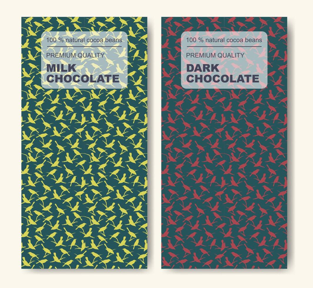 beste chocola kleurrijk pakket ontwerp set. de origineel veelkleurig etiket reeks vector