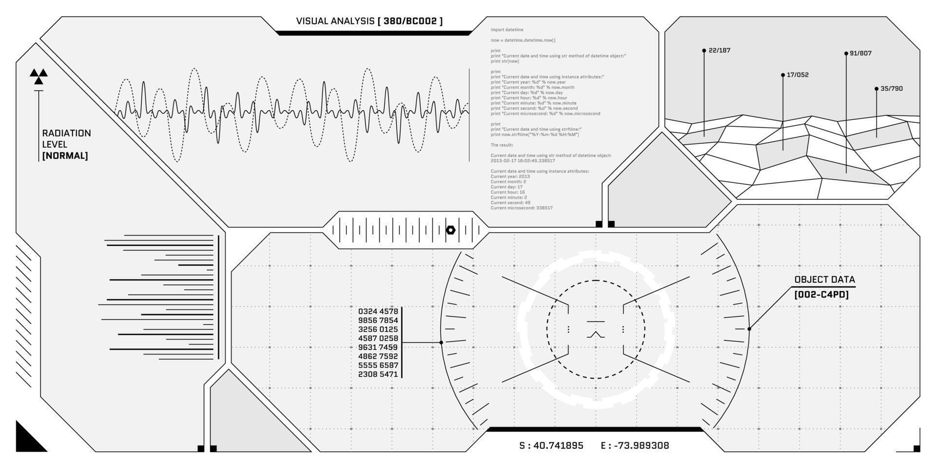 vr hud futuristische controle paneel. technologie hoofd omhoog Scherm doelwit en ui scherm. gui digitaal virtueel realiteit koppel Hoi tech vizier ontwerp sjabloon. fui sci fi ruimteschip kuip eps dashboard vector