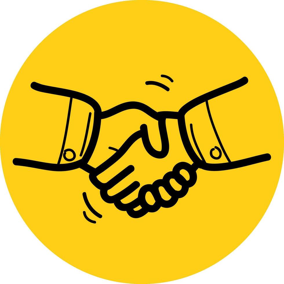 tekenfilm bedrijf handdruk icoon. een handdruk en transactie tussen twee zakenlieden. bedrijf handdruk. vector