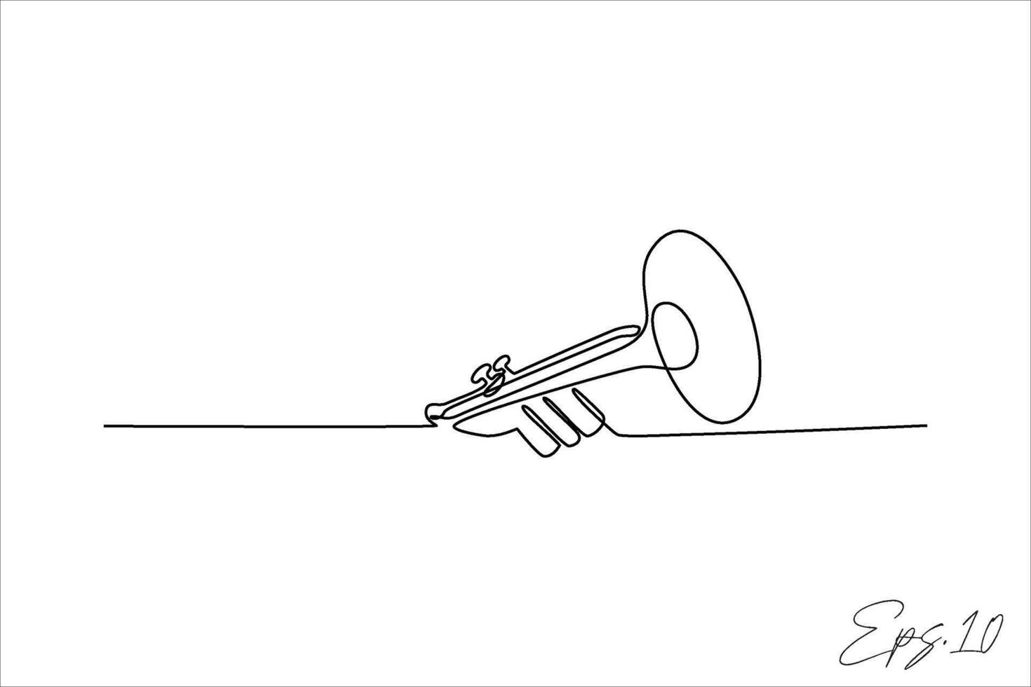 doorlopend lijn kunst tekening van een trompet vector
