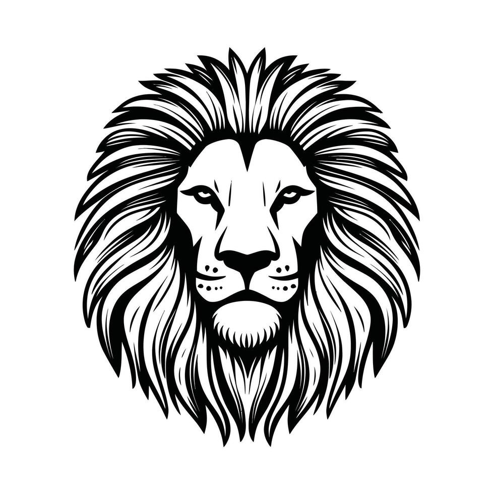 zwart en wit leeuw illustratie silhouet. vector