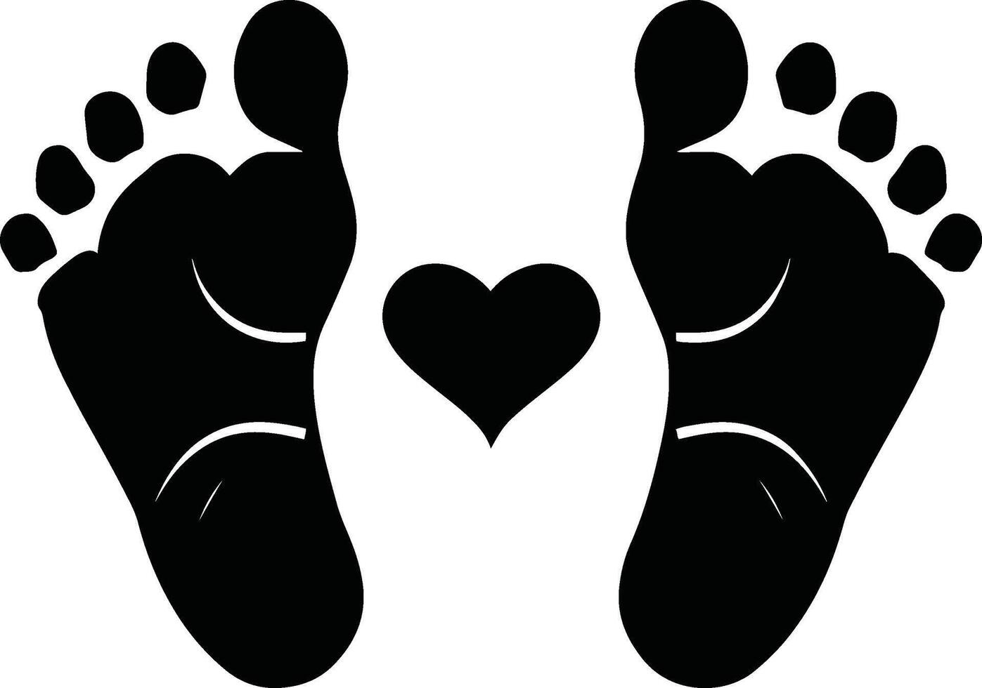 baby voetafdrukken met een hart in de midden- vector