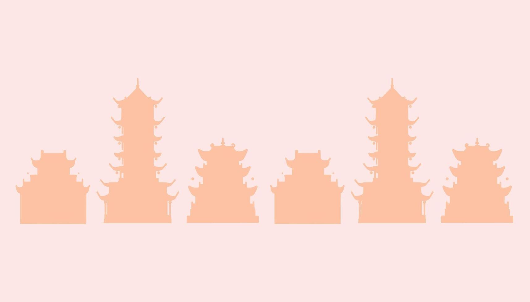 silhouetten van traditioneel Chinese huizen, diaojiaolou, diaolou, yaodong vector