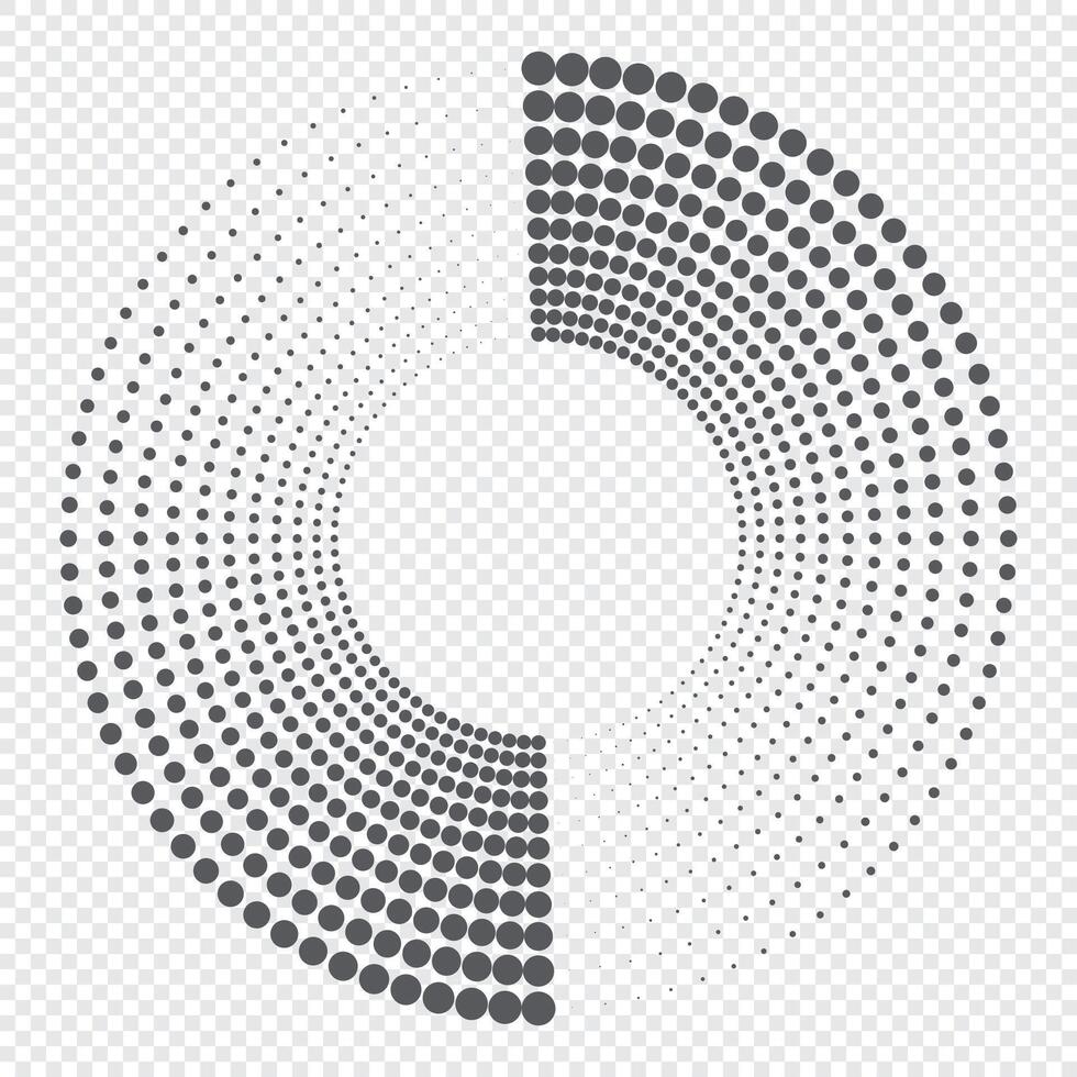halftone circulaire stippel kader. ronde stippel kader. roterend stippel cirkels ontwerp. ronde grens icoon. ronde logo vector