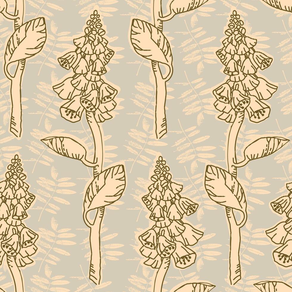 grunge getextureerde bladeren achtergrond patroon. hand- getrokken lijn bladeren takken en bloeiend. elegant wilde bloemen voor uitnodiging opslaan de datum kaart. vector