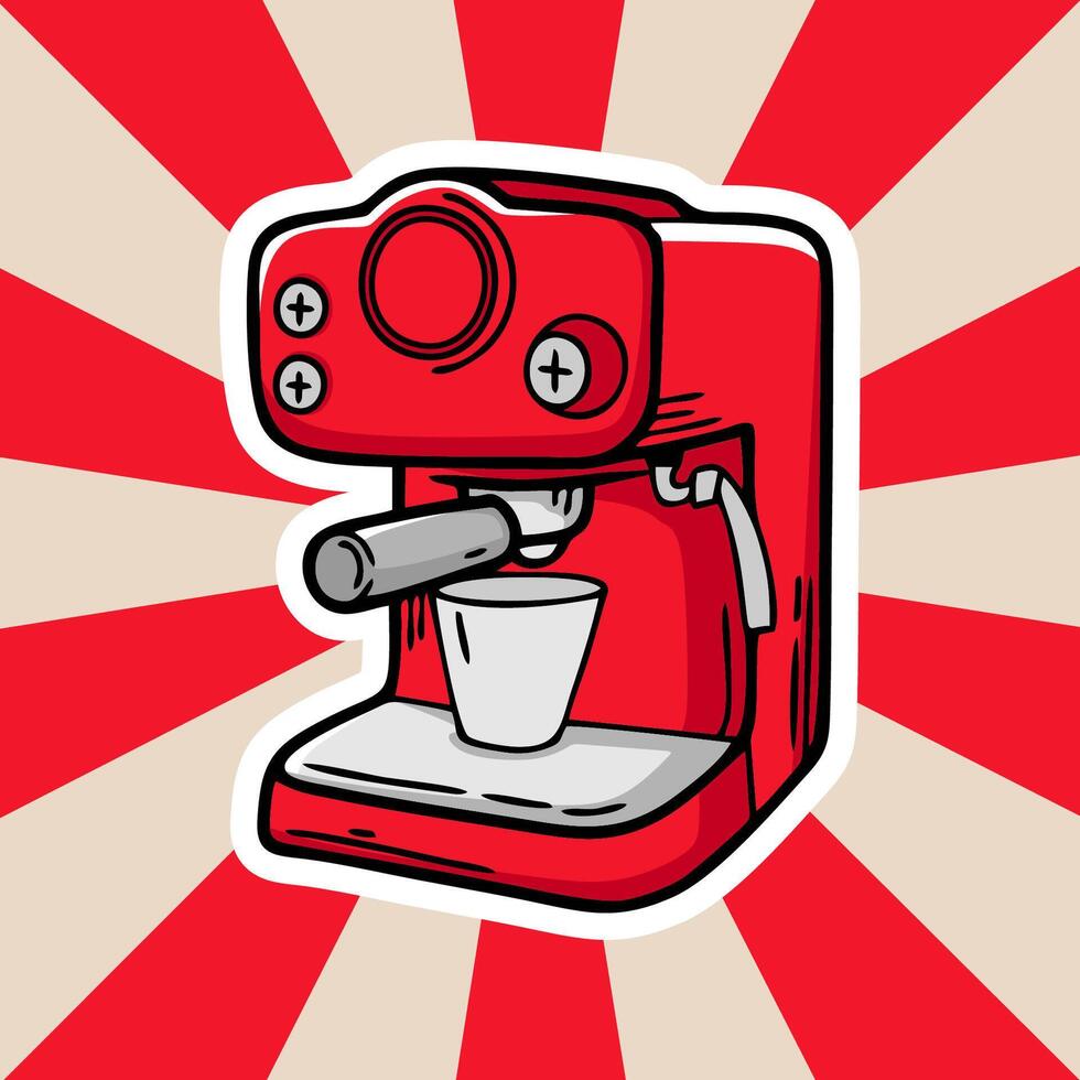 koffie machine hand- getrokken illustratie vector