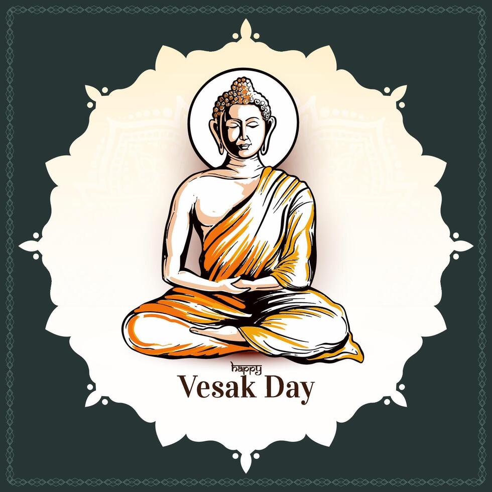 gelukkig Boeddha purnima of vesak dag festival groet kaart vector