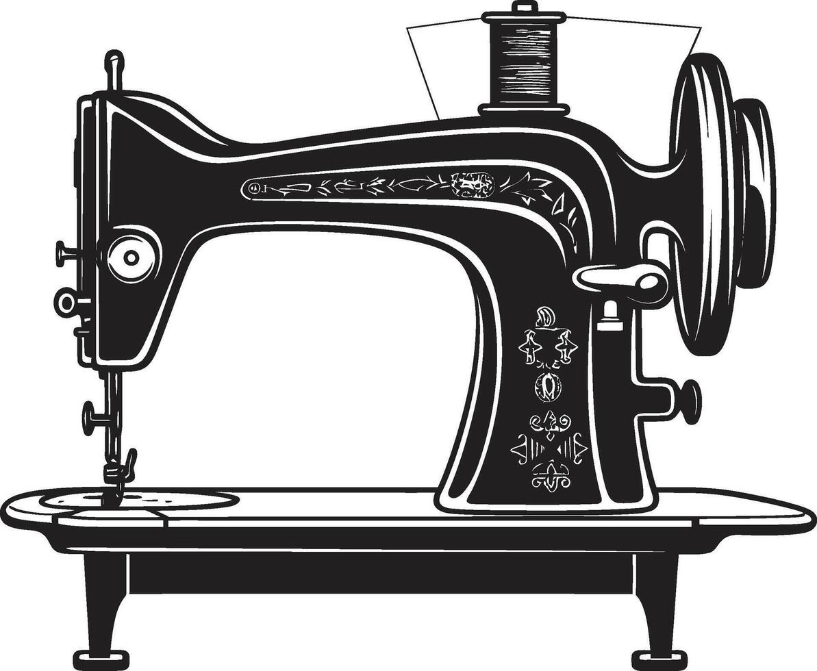 handwerk noir elegant voor chique naaien machine precisie borduurwerk zwart voor zwart naaien machine vector