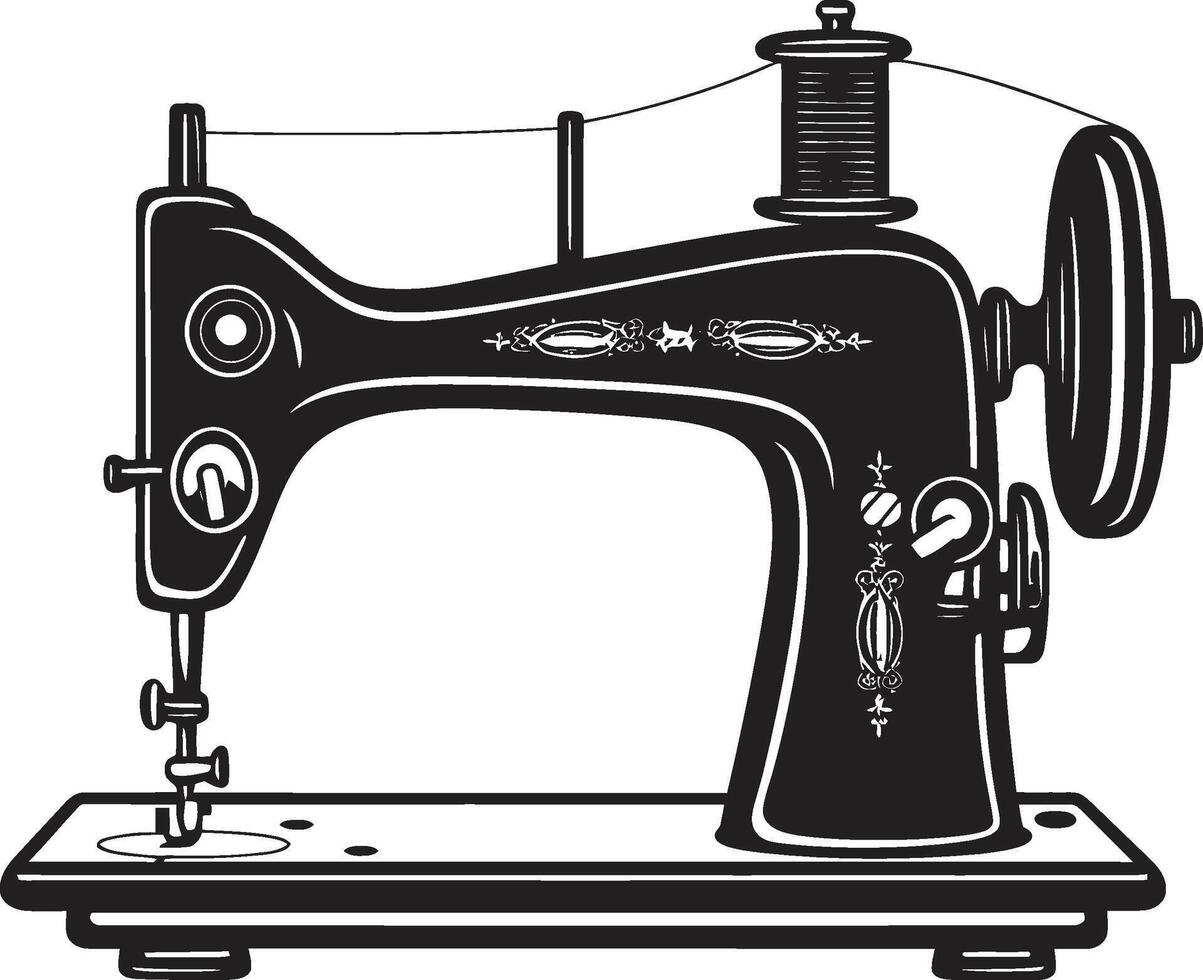 chique stiksel elegant zwart voor naaien machine precisie borduurwerk zwart naaien machine vector