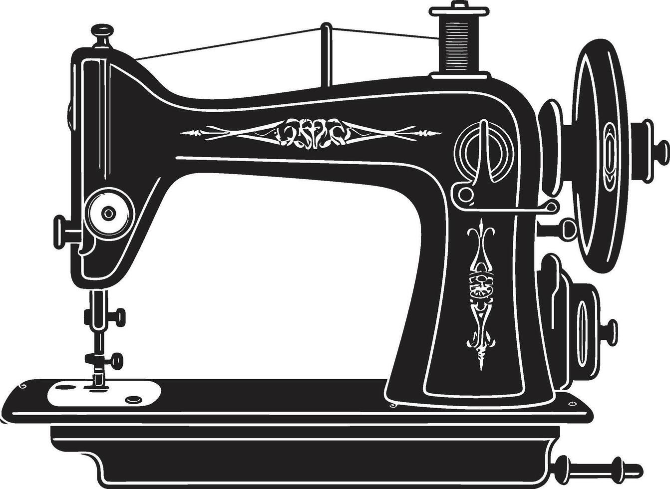 elegantie in draad zwart voor op maat gemaakt naaien machine stitchcraft symfonie zwart voor noir naaien machine in vector