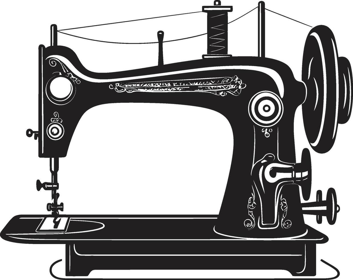 ambachtelijk draden elegant voor zwart naaien machine noir naaldpunt zwart voor naaien machine embleem vector